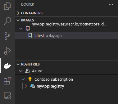 Screenshot that shows the built image with tag.