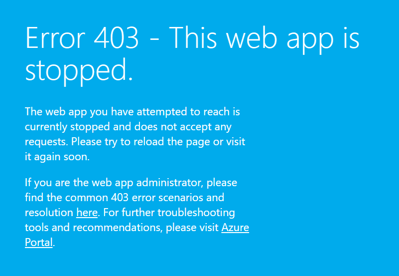 Screenshot that shows a 403 error message.