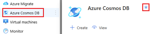 Screenshot showing how to remove a service from Favorites in the Azure portal.