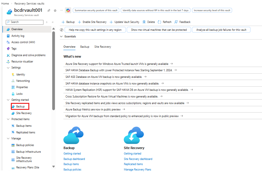 Screenshot showing the vault dashboard.