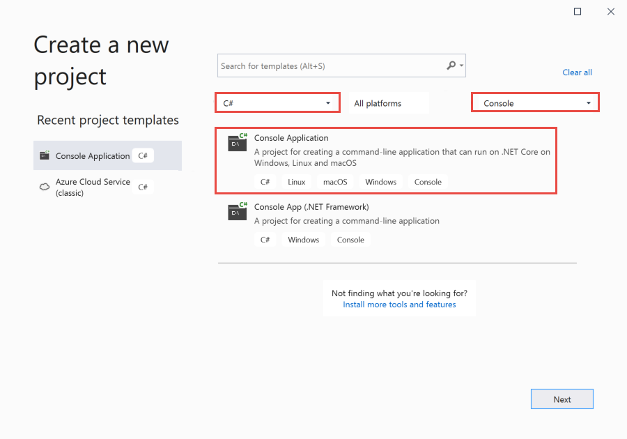 Image showing the New Project dialog box