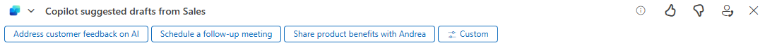 Screenshot showing email drafting capability within Outlook with predefined response categories.