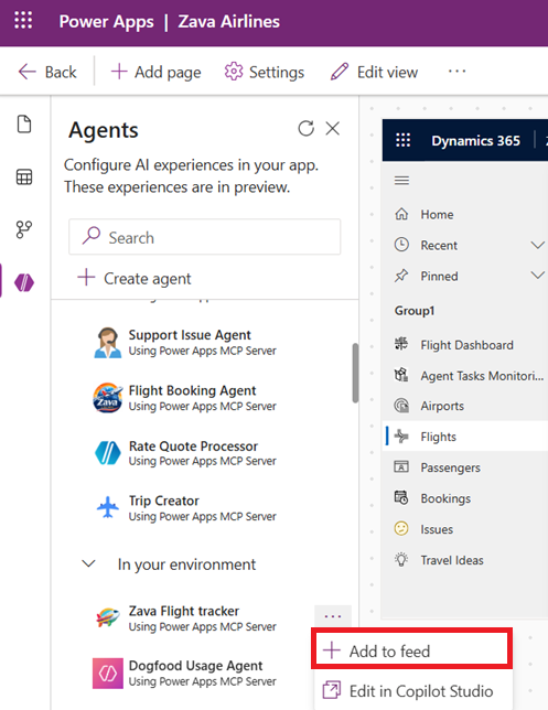 App designer add agent to app