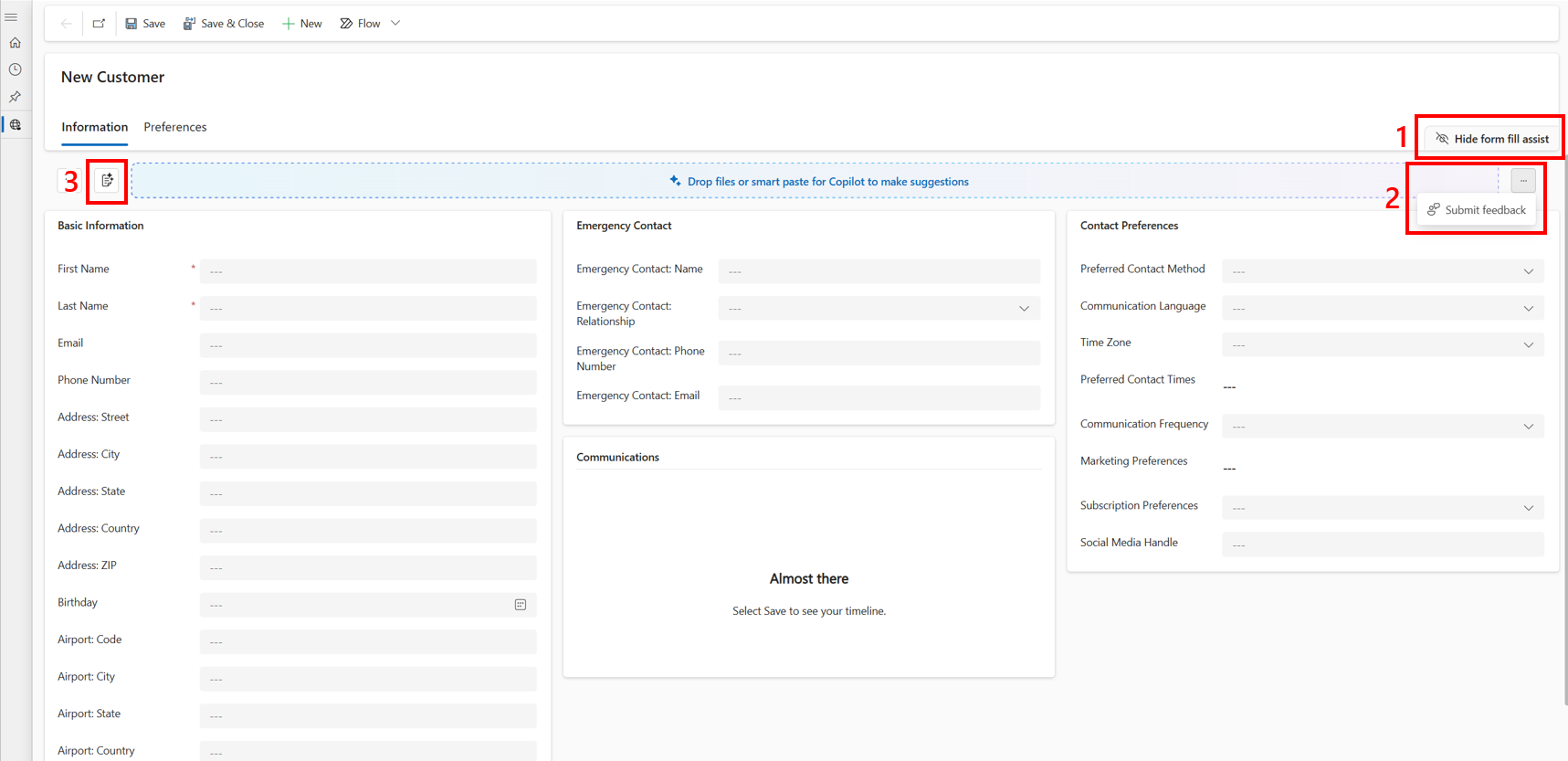 Screenshot that shows the form fill assist toolbar.