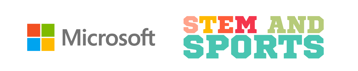 A graphic displaying a logo of Microsoft's collaboration with STEM and Sports.